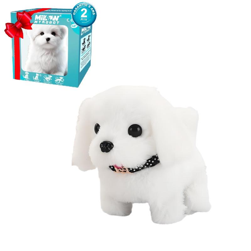 Детская плюшевая электронная собака-питомец с движением и звуком для развития зрительной и зрительно-моторной координации White